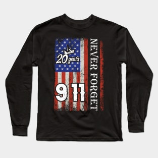 Never Forget 911 20th Anniversary Patriot Day USA Flag Long Sleeve T-Shirt